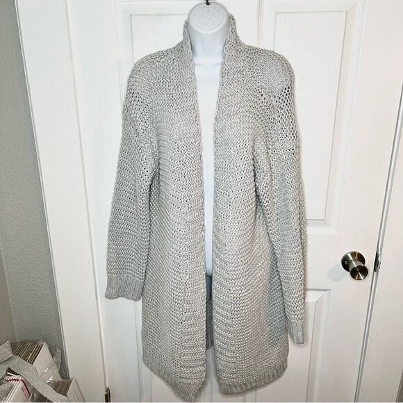 Miracle Relax More Grey Midi Cardigan Tie Chunky Knit M/L - Picture 5 of 13